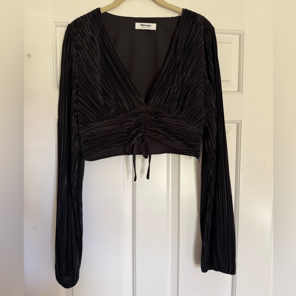 Showpo Elegant Black Ruched Blouse
